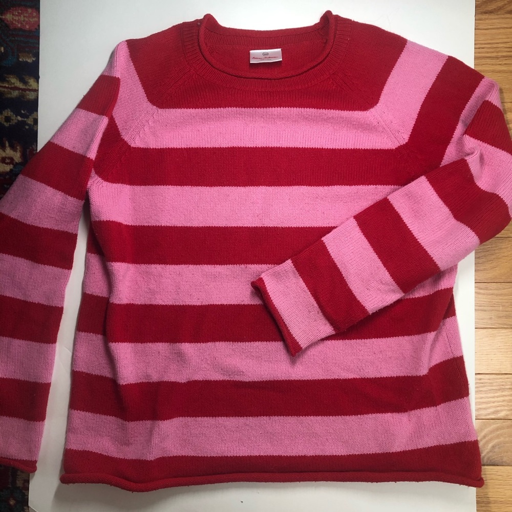 Pink and Red Classic Striped Sweater
